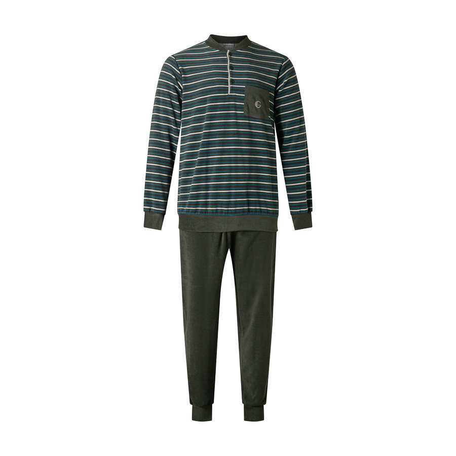 badstof-heren-pyjama-005rps-1.jpg Gentlemen Heren pyjama badstof met knoopsluiting Beerenondergoed.nl - Afbeelding 1