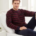 Paul Hopkins Heren Pyjama Badstof Lange Mouwen Navy Maat S