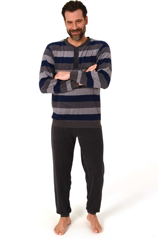 badstof-heren-pyjama-637xih-1.jpg Normann badstof heren pyjama 22310193755 Blauw S/48 | bol - Afbeelding 1