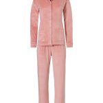 Cocodream Dames Pyjama Set Velours Knoopsluiting Roze