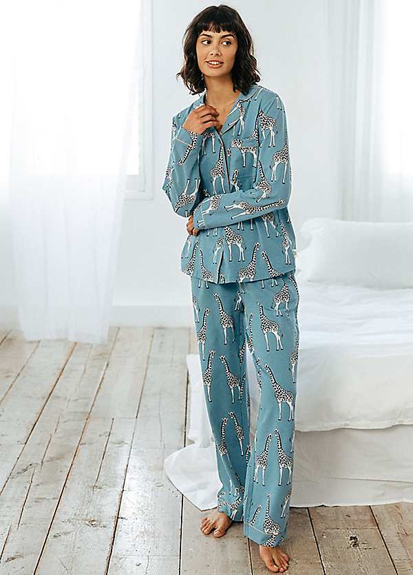 chelsea-peers-pyjama-755fdi-1.jpg Giraffe Button Up Pyjama Set by Chelsea Peers | Look Again - Afbeelding 1