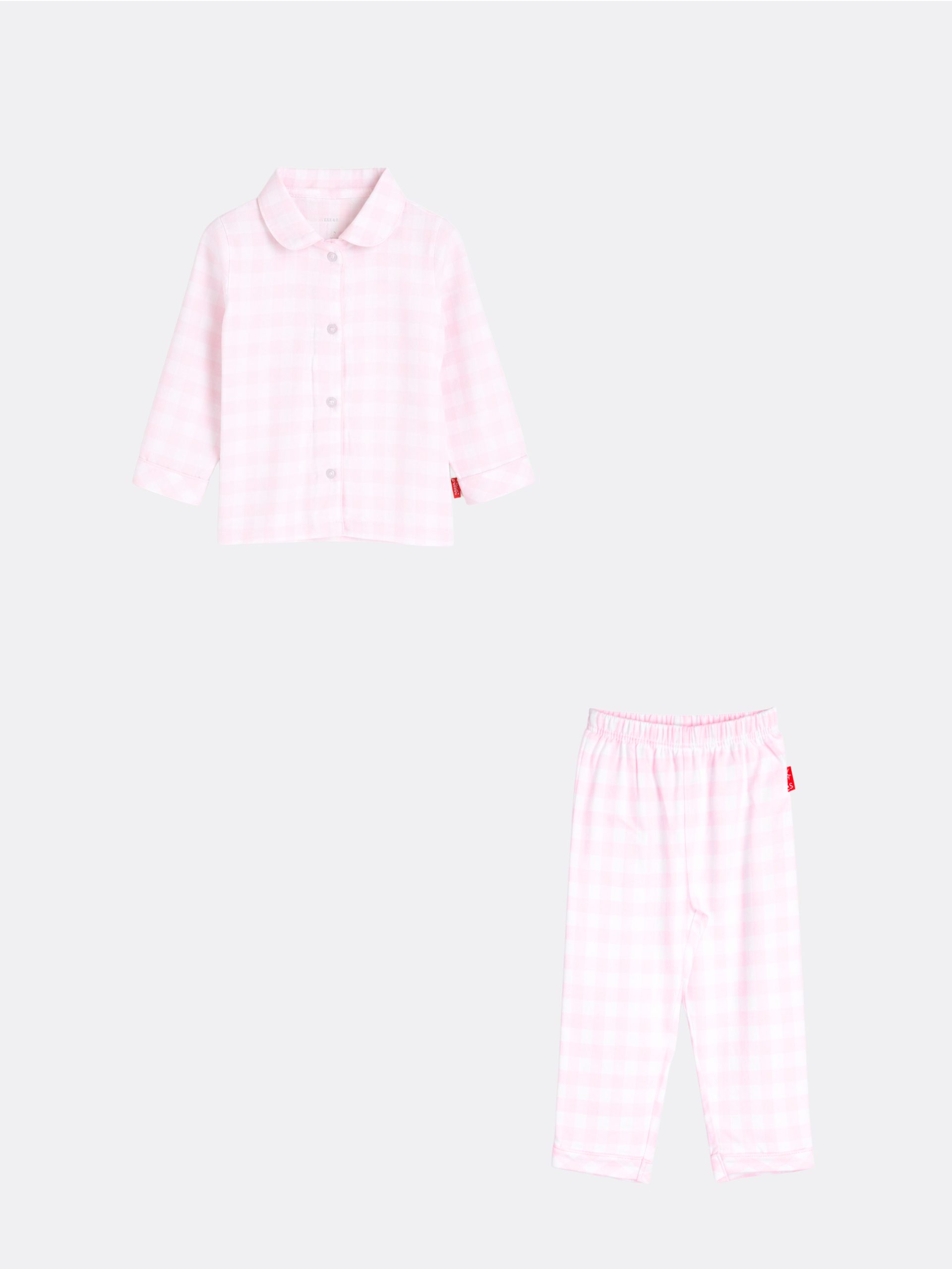 claesens-pyjama-566hle-1.jpg Baby Flannel Pyjama Pink Checks | 100% Katoen | Claesen's - Afbeelding 1