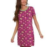 Makkelijke nachtkleding voor de zomer, paars nachthemd dames