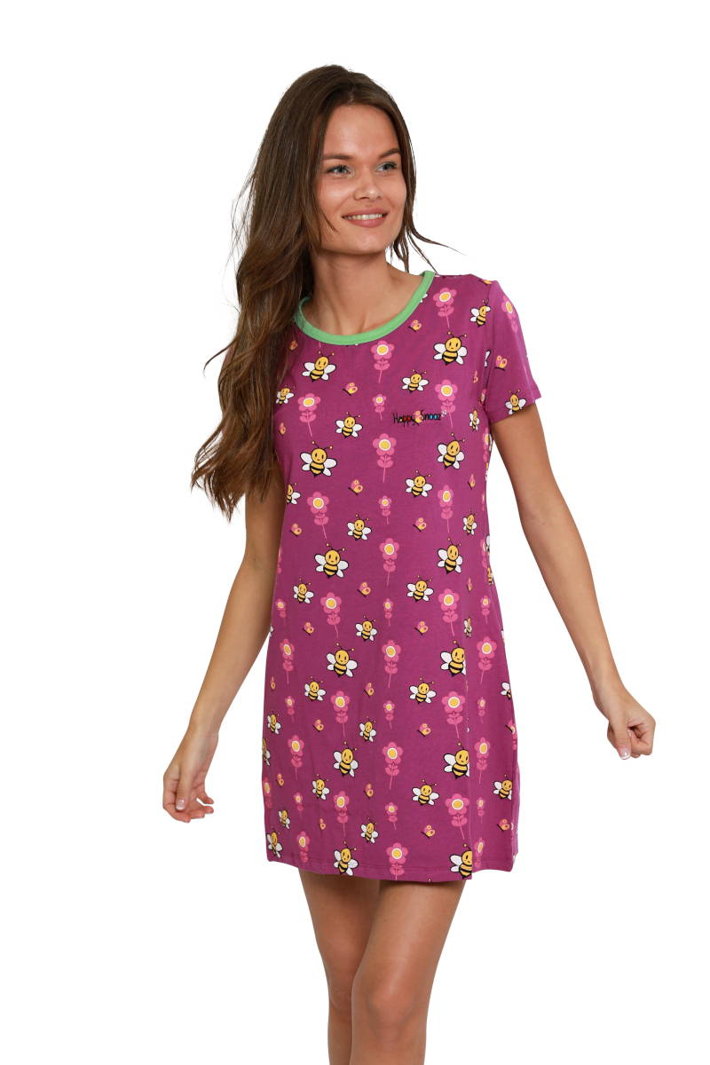 dames-nachtkleding-251ngr-1.jpg Makkelijke nachtkleding voor de zomer, paars nachthemd dames - Afbeelding 1