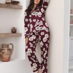 Pastunette Dames Pyjama Satijn Lange mouwen Burgundy – Sliponline