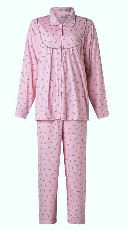 dames-pyjama-lange-mouw-393exr-1.jpg 100% katoen tricot Dames Pyjama van Lunatex Beerenondergoed.nl - Afbeelding 1