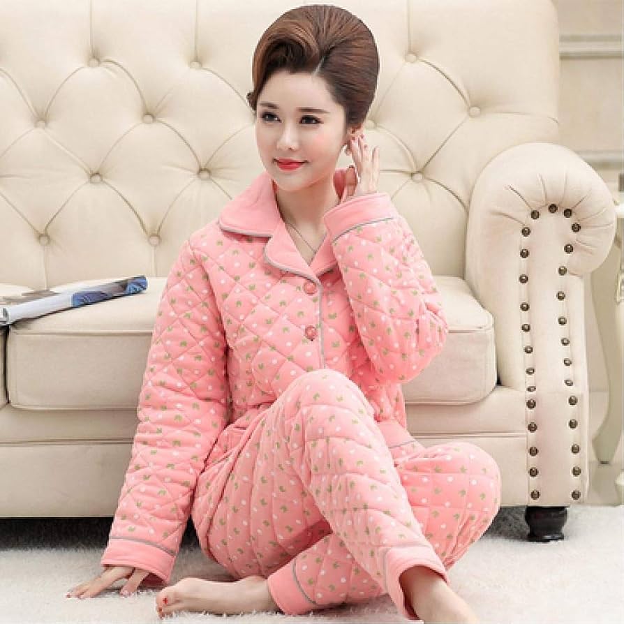 dikke-pyjama-dames-538qxr-1.jpg Winter Dames Pyjama Set Middelbare Leeftijd Moeder Katoen Print Dikke Nachtkleding Pak Lange Broek Nachtkleding Thuis Kleding Tweedelige Set : Amazon.nl: Kleding, schoenen & sieraden - Afbeelding 1