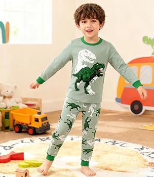 dino-pyjama-245sbw-1.jpg MIXIDON Jongens Pyjama Dinosaurus Pyjama Lange Mouwen Pyjama Set Kinderen Katoen Winter Nachtkleding Patroon 4 5jaar : Amazon.nl: Kleding, schoenen & sieraden - Afbeelding 1
