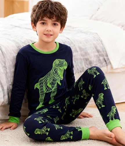 dino-pyjama-905lcq-1.jpg MIXIDON Jongens Pyjama Dinosaurus Pyjama Lange Mouwen Pyjama Set Kinderen Katoen Winter Nachtkleding Patroon 1 3jaar : Amazon.nl: Kleding, schoenen & sieraden - Afbeelding 1