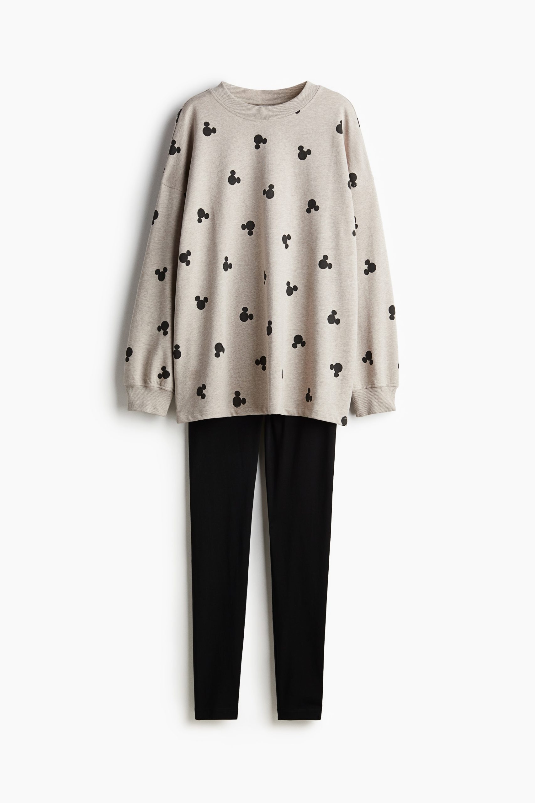 disney-pyjama-dames-078gao-1.jpg Pyjama met print Beige/Mickey Mouse DAMES | H&M NL - Afbeelding 1