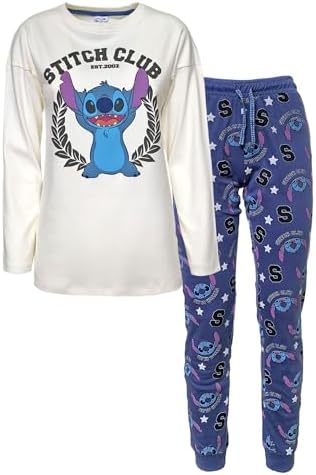 disney-pyjama-dames-384fot-1.jpg Disney Lilo en Stitch pyjama voor dames, lang bovendeel en broek van katoen 6258, Crème., XS : Amazon.nl: Kleding, schoenen & sieraden - Afbeelding 1