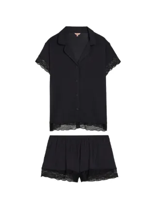 eberjey-pyjama-093xyr.webp Eberjey Malou Pyjama Met Kant | Zwart | FARFETCH NL - Afbeelding 1