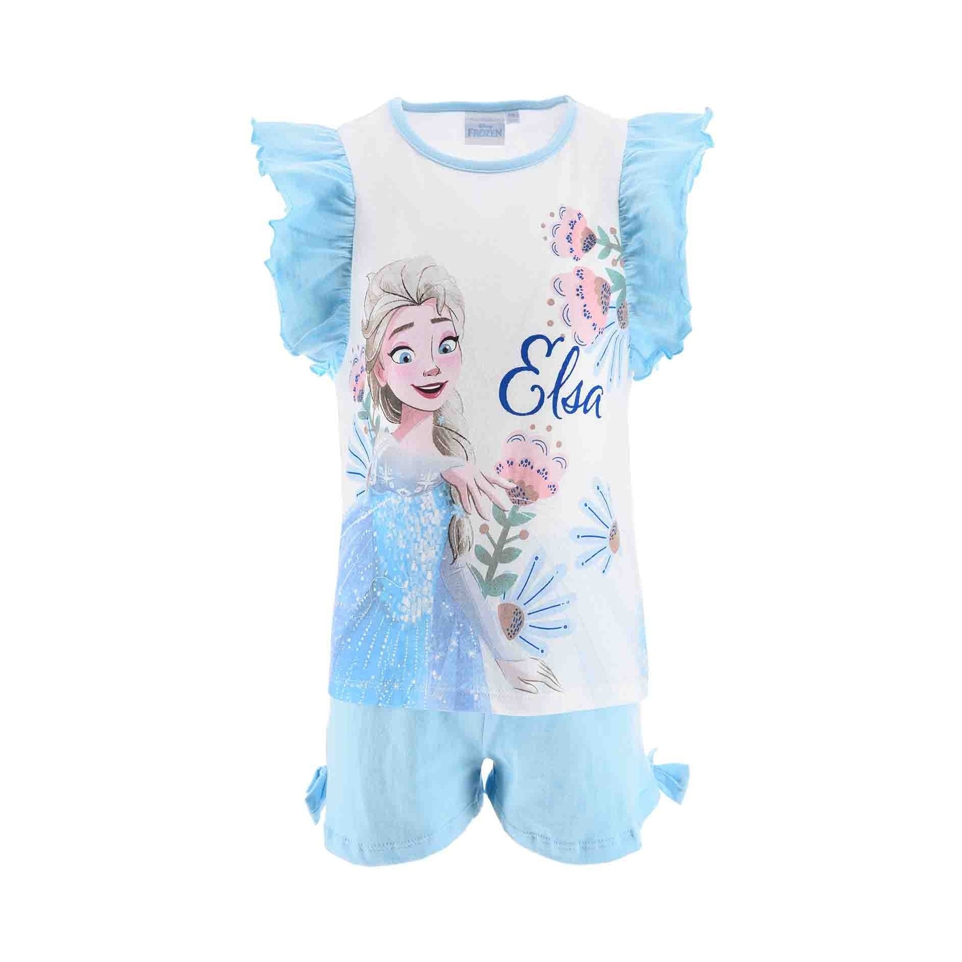 elsa-pyjama-324ycz-1.jpg Snow Queen" Korte katoenen meisjespyjama Zomertijd - Afbeelding 1