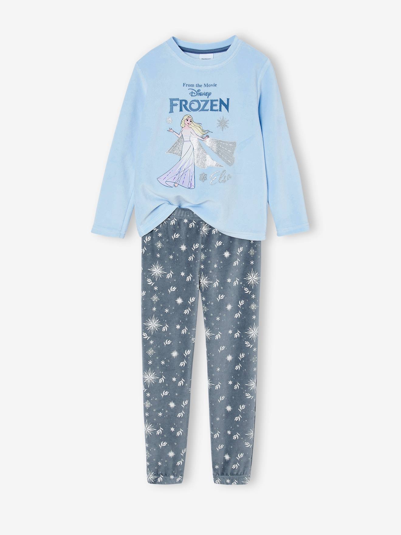 elsa-pyjama-519eqg-1.jpg Fluwelen meisjespyjama Disney® Frozen grijsblauw - Afbeelding 1