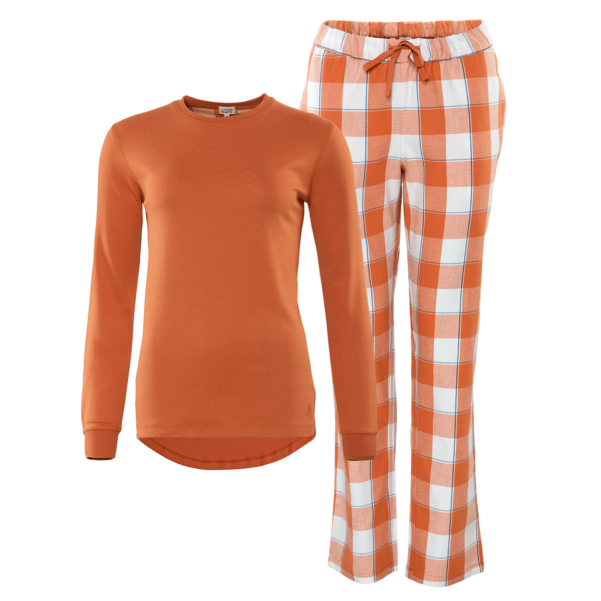 flanellen-dames-pyjama-240gdx-1.jpg Pyjama van biokatoenen flanel - Afbeelding 1