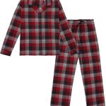 La V Flanel pyjama dames Geruite set van 100% katoen Rood XL | bol