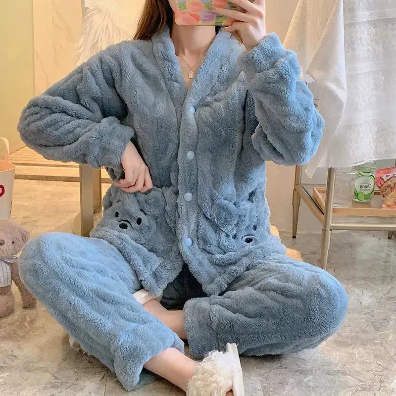 fluffy-pyjama-581oaj-1.jpg Warme Pyjama Dames Fleece - Afbeelding 1