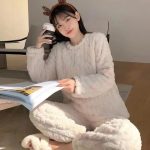 Fluffy Fleece Winter Pyjama Set Women's 2 Piece Velvet Sleepwear One – The Kawaii Shoppu