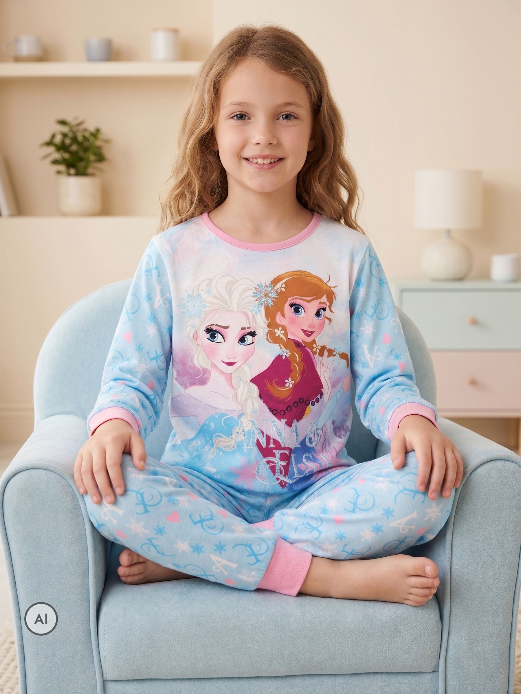 frozen-pyjama-689ulg-1.jpg Kopen Personage Disney Frozen 100% katoenen pyjama met lange pijpen van Next Nederland - Afbeelding 1