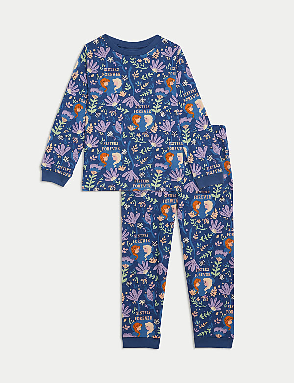 frozen-pyjama-845lvs-1.jpg Puur katoenen Disney Frozen™ pyjama (2 8 jaar) | NAVY | Pyjamasets | M&S NL - Afbeelding 1