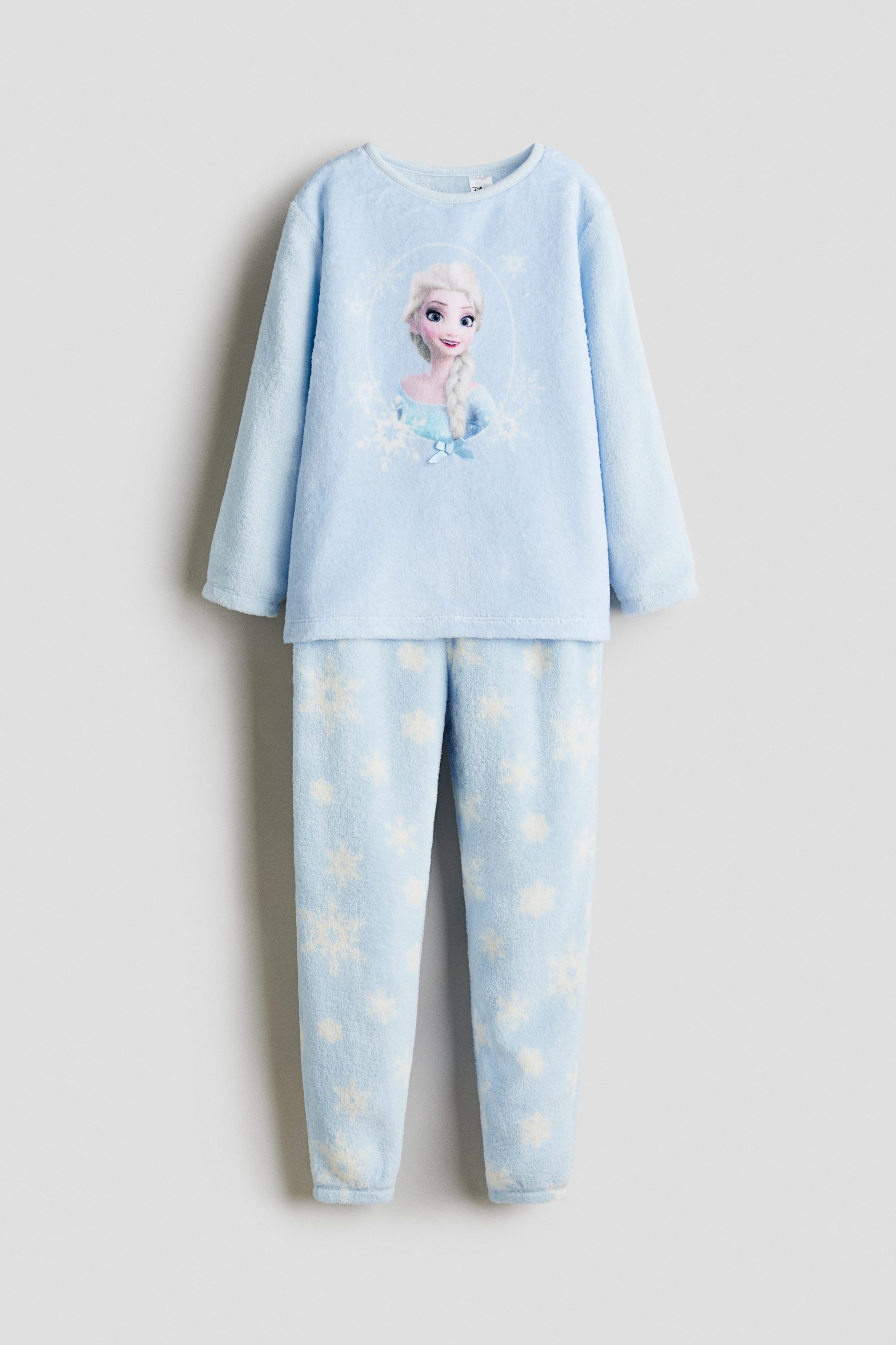frozen-pyjama-987nvt-1.jpg Velours pyjama met print Lichtblauw/Frozen KINDEREN | H&M NL - Afbeelding 1