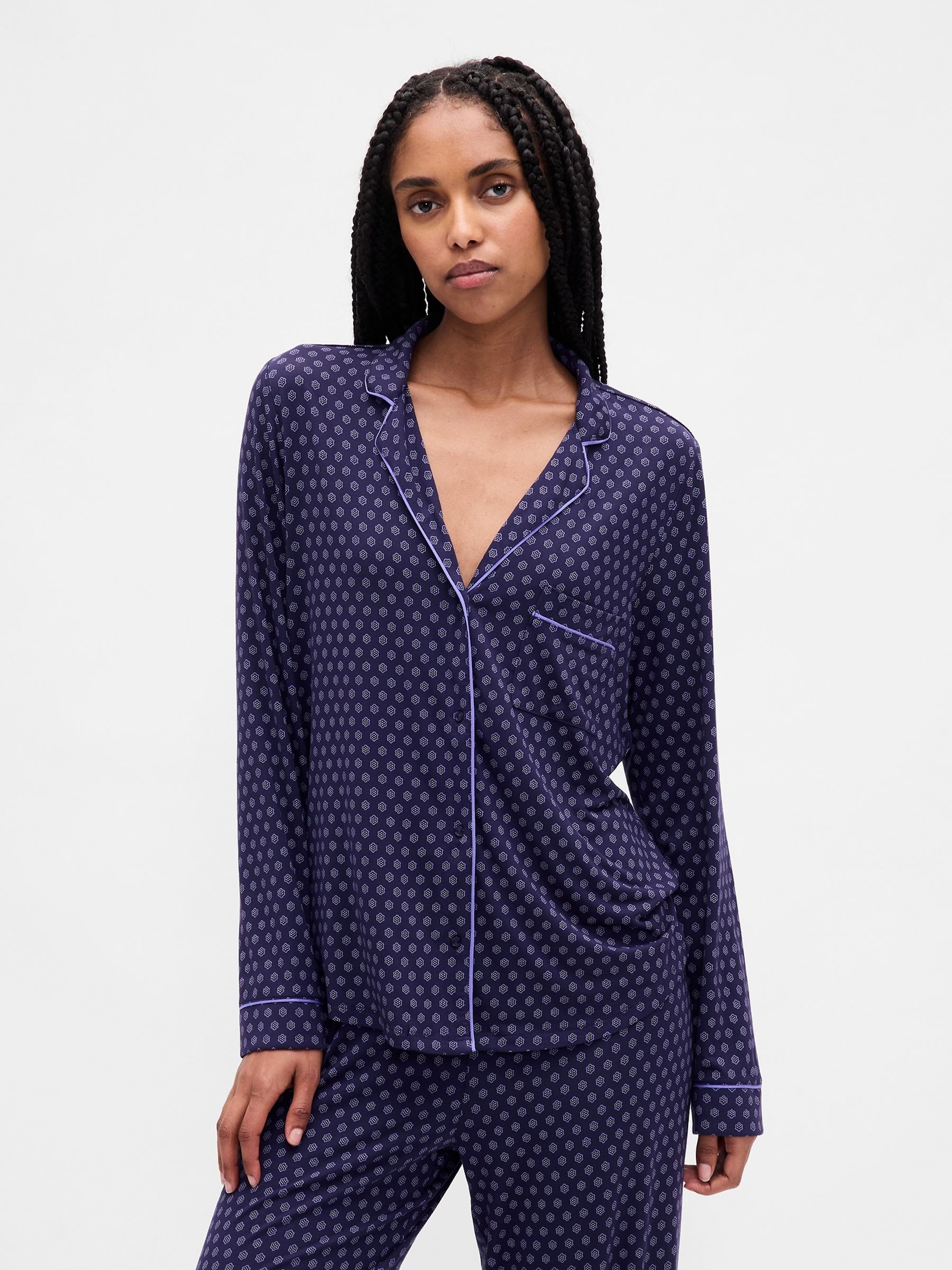 gap-pyjama-998hbw-1.jpg Buy Gap Navy Blue Modal Long Sleeve Pyjama Top from Next Netherlands - Afbeelding 1