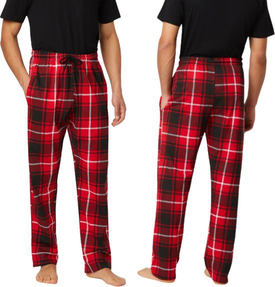geruite-pyjamabroek-302jbh-1.jpg Comfort Essentials Pyjama Heren Volwassenen Broek 2 Pack Zwart / Rood Geruite... | bol - Afbeelding 1