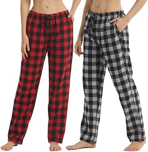 geruite-pyjamabroek-672glp-1.jpg 1 2 Pack Dames Pyjamabroeken Flanel Geruite Lounge Broek Ultrazachte Loungewear Pyjama's voor Dames PJ's Broek met Zakken Nachtkleding : Amazon.nl: ... - Afbeelding 1
