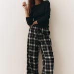 Flanellen pyjamabroek Zwart/geruit DAMES | H&M NL