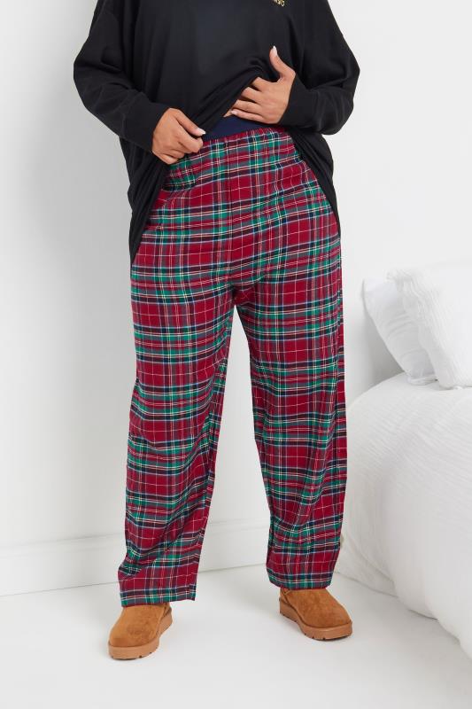 geruite-pyjamabroek-859wju-1.jpg YOURS Geruite pyjamabroek met wijde pijpen in rood | Yours Clothing - Afbeelding 1