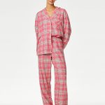 Geruite pyjamabroek van katoenmix | PINK MIX | Pyjama's | M&S NL
