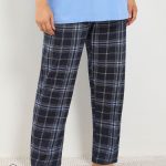 Kopen Blauw Yours Curve Geruite pyjamabroek met wijde pijpen van Next Nederland