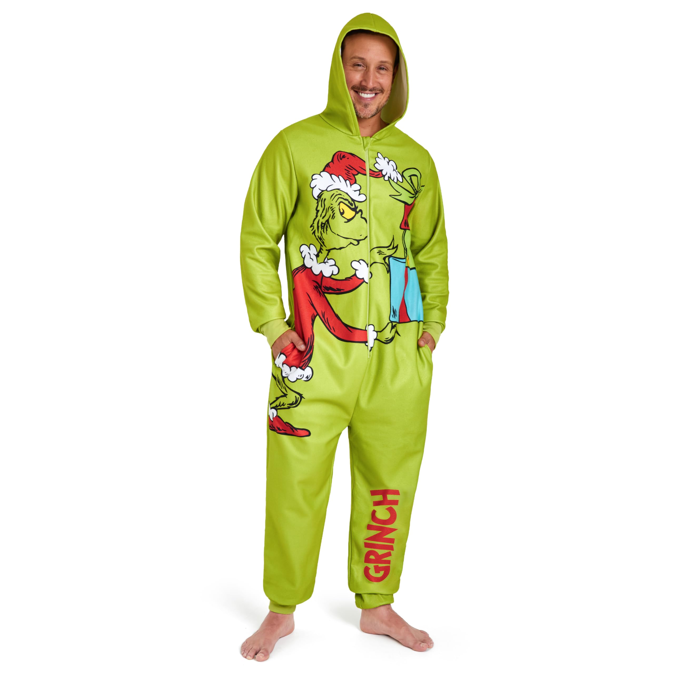 grinch-pyjama-168pll-1.jpg The Grinch Heren Fleece Onesie met Capuchon, Fleece Loungewear Grappige Geschenken voor Hem, Groen, L : Amazon.nl: Kleding, schoenen & sieraden - Afbeelding 1
