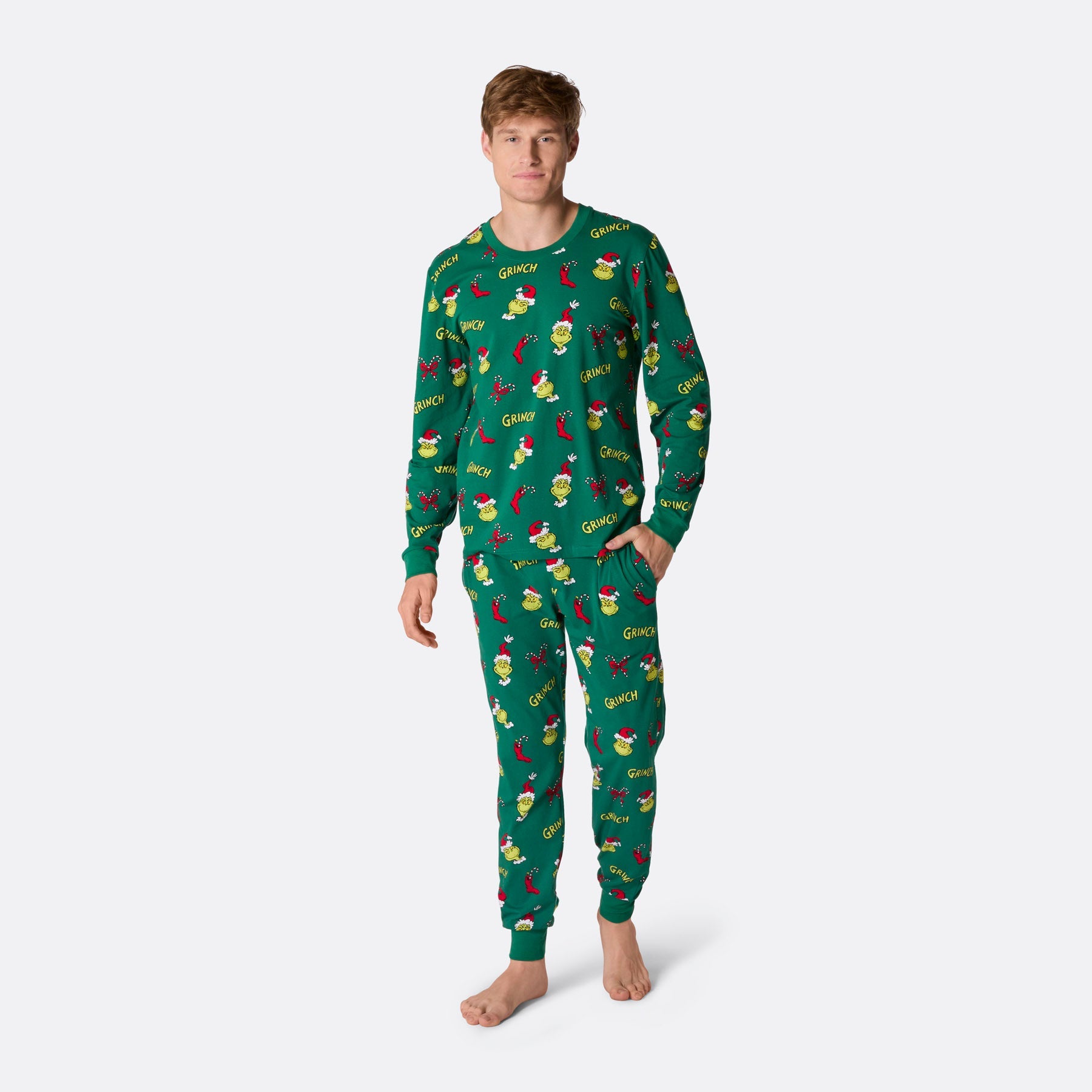grinch-pyjama-396qlp-1.jpg The Grinch Kerstpyjama Heren Grootste assortiment van Nederland | SillySanta - Afbeelding 1