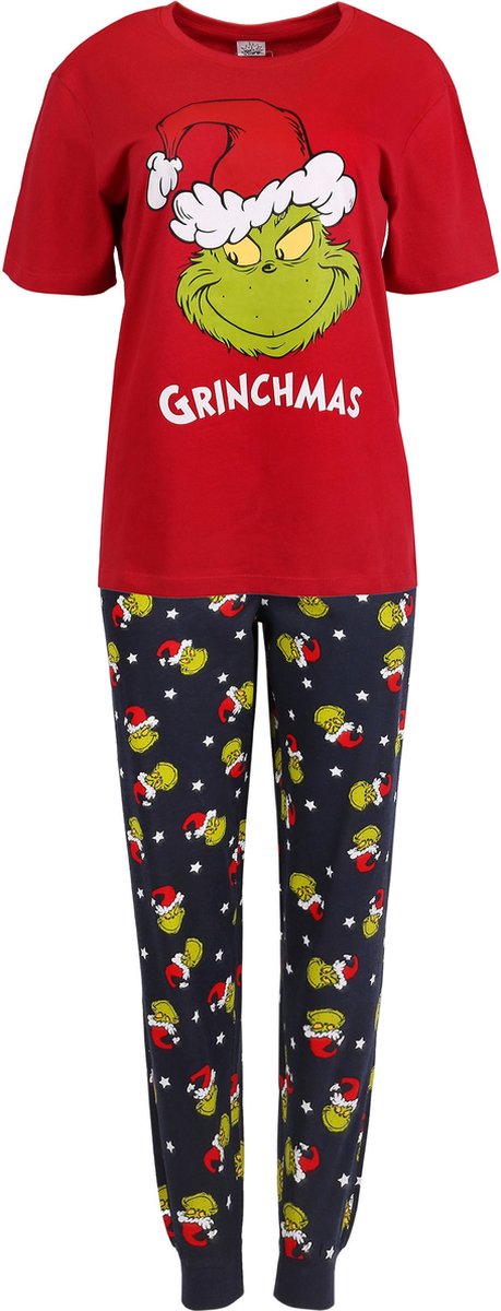 grinch-pyjama-646kux-1.jpg De Grinch Kerstmannenpyjama voor heren, pyjamaset met lange broek - Afbeelding 1