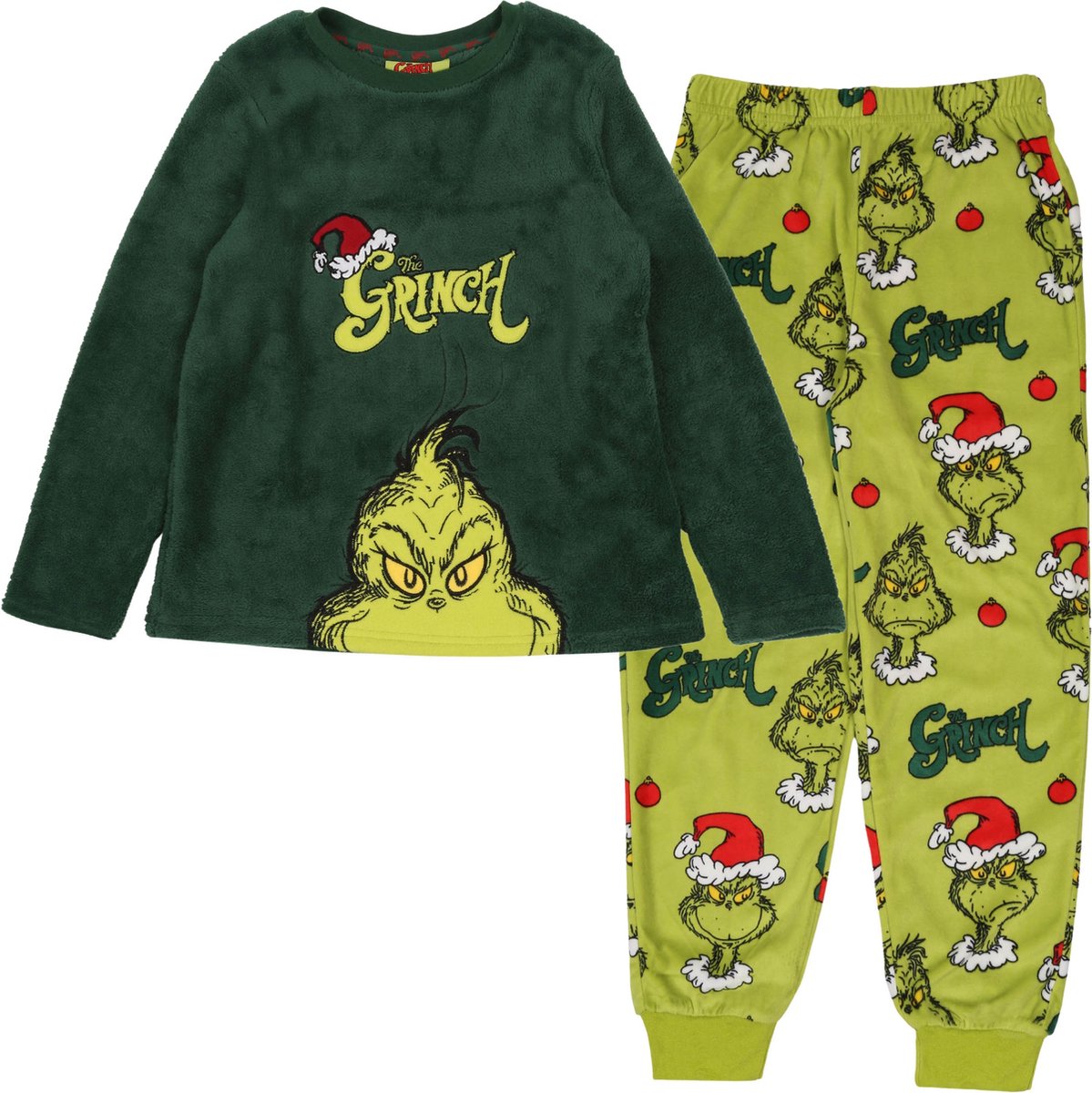 grinch-pyjama-792fdz-1.jpg The Grinch Groene fleece kinderpyjama, warm, lange mouwen, feestelijk | bol - Afbeelding 1