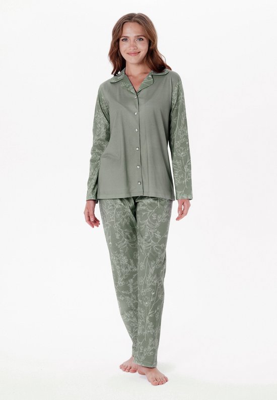 grote-maten-pyjama-dames-769wuu-1.jpg Pijadore Grote Maten Dames Pyjama Set, Lange Mouwen, Groen 2XL | bol - Afbeelding 1