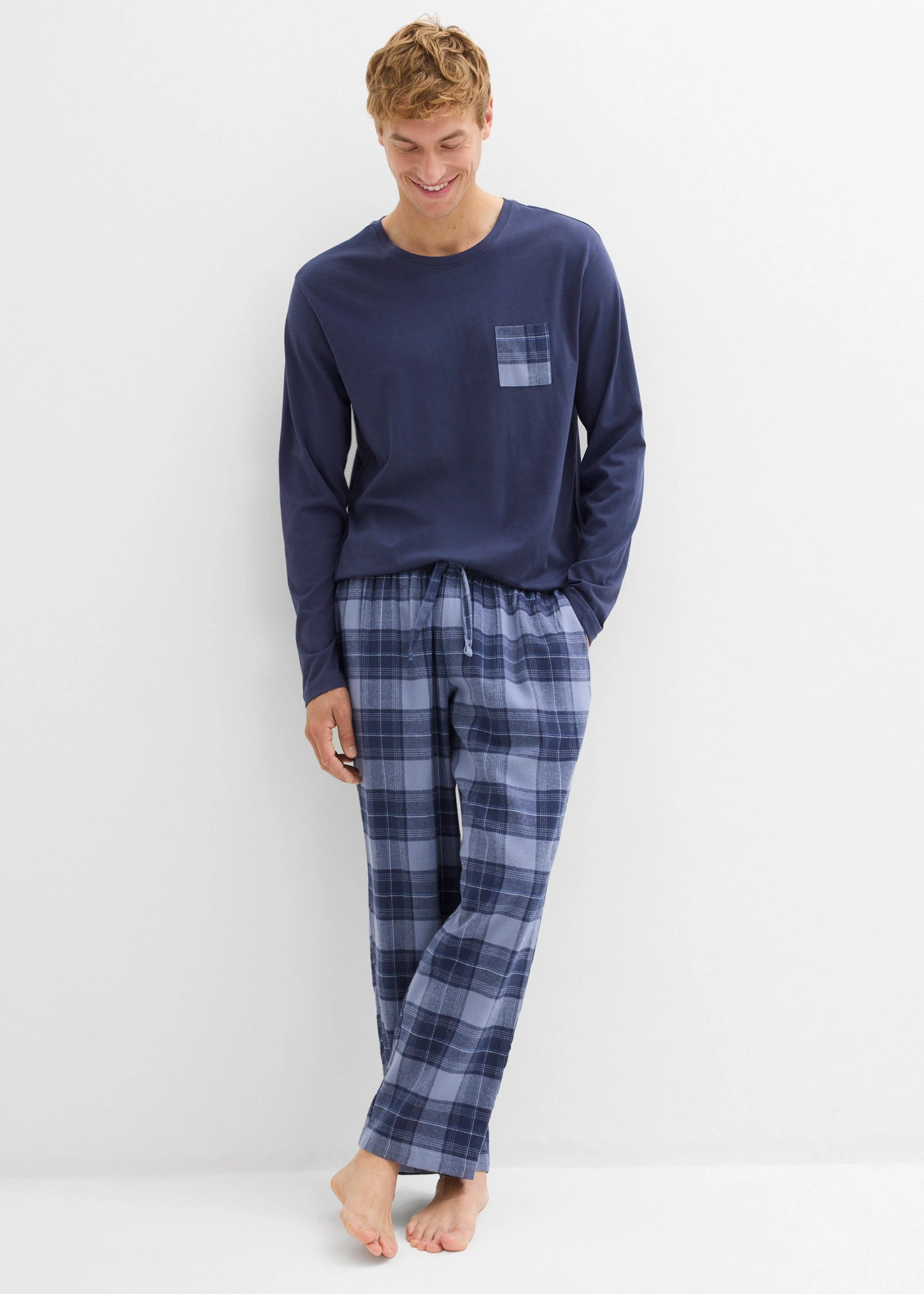 heren-pyjama-flanel-106tob.webp Heren pyjama met flanellen broek van zacht katoen - Afbeelding 1