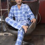 Ringella flanellen heren pyjama geruit 4541227 Indigo blauw 56