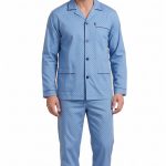 Gentlemen flanellen heren pyjama Geruwd Lichtblauw