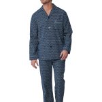 Robson flanellen heren pyjama doorknoop 27242 720 6 Donker blauw 52