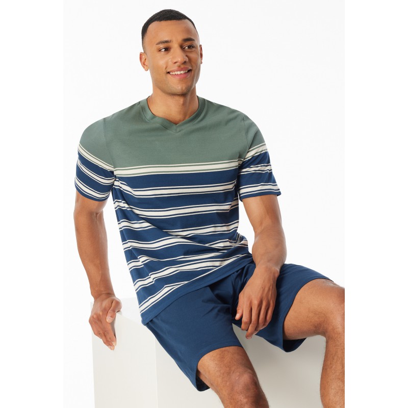 heren-pyjama-korte-broek-712nam-1.jpg Schiesser heren pyjama korte broek 182604 701 - Afbeelding 1