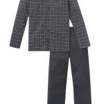 Schiesser Pyama's 159635 Grijs heren pyjama lang ruim katoen