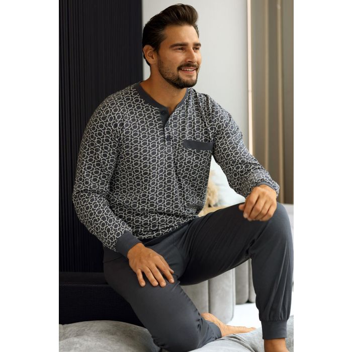 heren-pyjamas-526eic.jpg Grijze katoenen Comte heren pyjama | Pyjama webshop | Online de mooiste pyjama's, nachthemden, ondermode en meer - Afbeelding 1