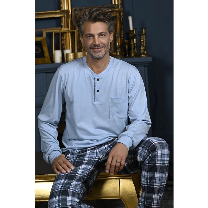 heren-pyjamas-700nnm.jpg Warme heren pyjama schaduwblauw | Pyjama webshop | Online de mooiste pyjama's, nachthemden, ondermode en meer - Afbeelding 1
