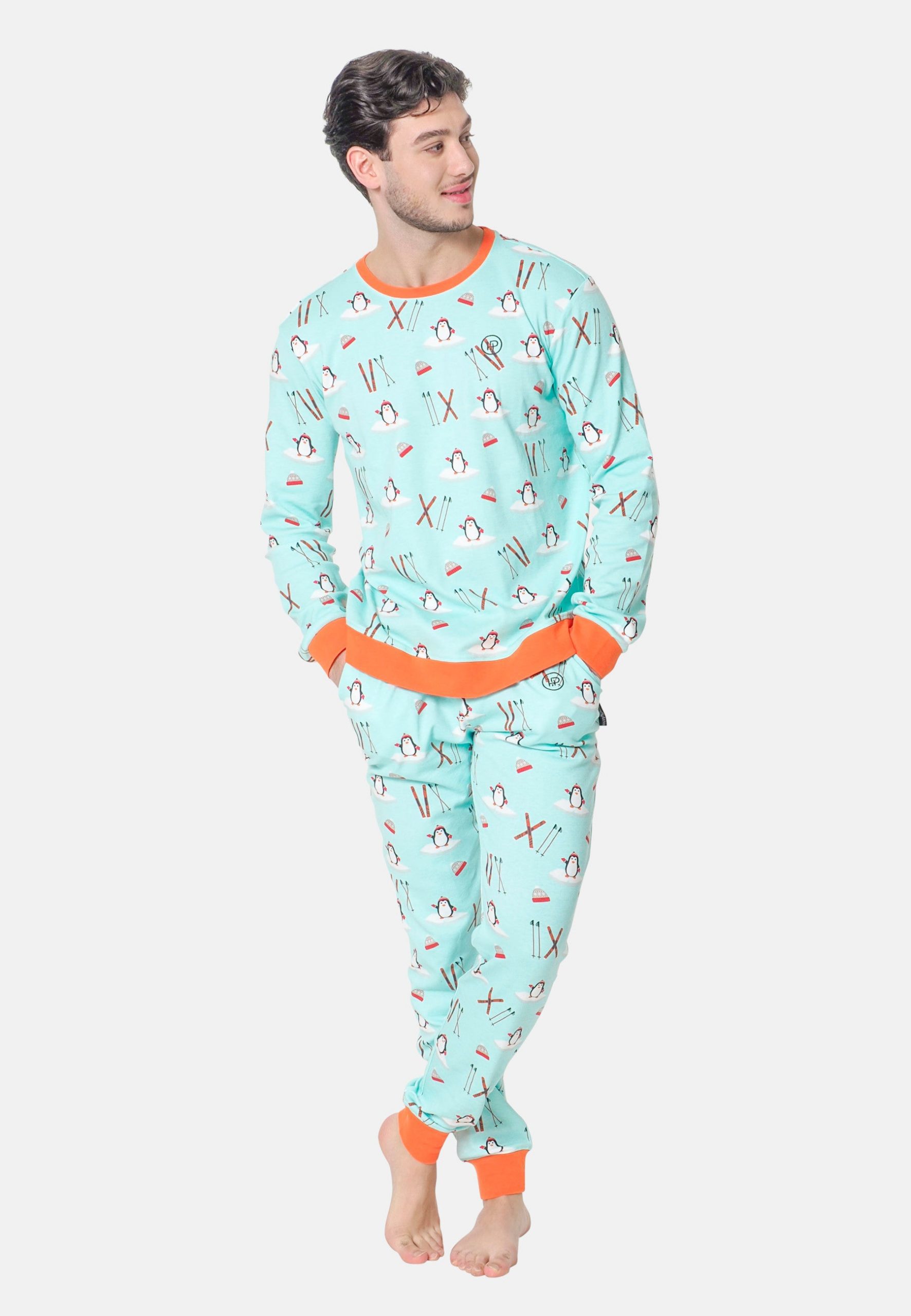 heren-pyjamas-881ccn.jpg Winter heren pyjama set met broek. Blauwe mannen pyjama - Afbeelding 1