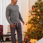 Happy Shorts Happy Shorts Heren Kerst Pyjama Set Shirt + Broek Grijs/Rood Geruit Flanel
