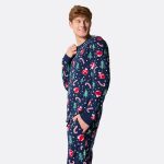 Blauwe Kerstpatroon Kerstpyjama Heren Grootste assortiment van Nederland | SillySanta