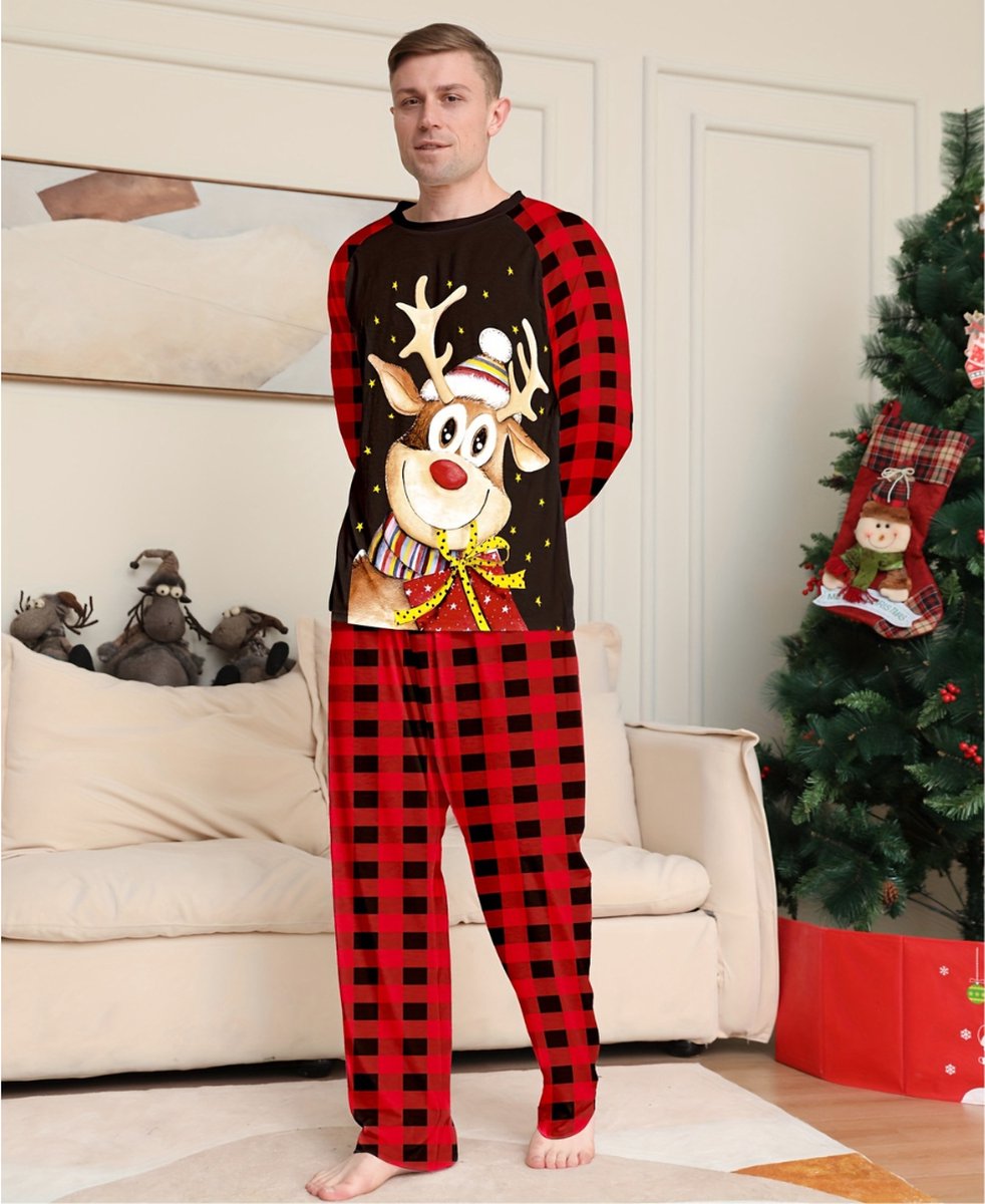 kerst-pyjama-heren-261qlz-1.jpg Kerstpyjama Heren Comfortabele kerst pyjama set met broek en shirt Maat S | bol - Afbeelding 1