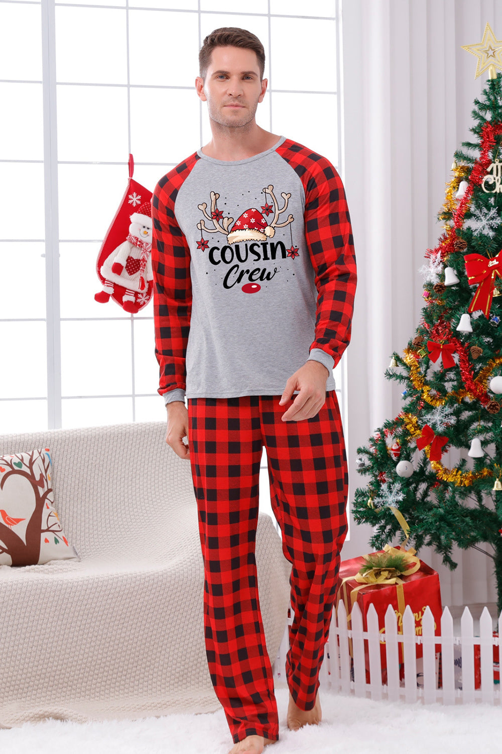 kerst-pyjama-heren-626lmi-1.jpg ZAPAKA Print Familie Kerst pyjama met rode plaid – ZAPAKA NL - Afbeelding 1